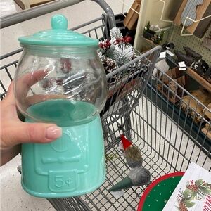 Aqua Glass Candy Jar